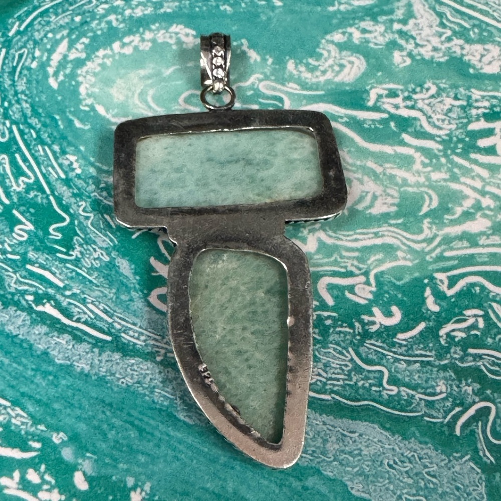 Huge Amazonite Silver Pendant - image 7